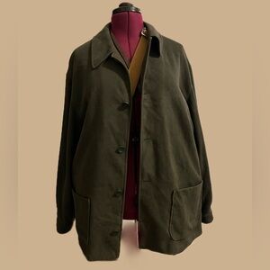 Baracuta Soft Men’s Collared Button Up Olive Soft Shirt Jacket w/ Pockets Size L